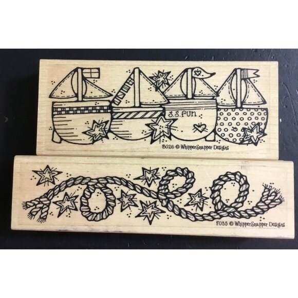 Whipper Snapper Designs Sailboats Border Nautical Rope Border Rubber Stamps - Picture 1 of 2